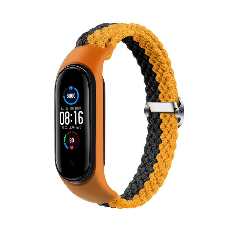 Obrazek Opaska pleciona Smart Band M3/M4/M5/M6 ORANGE-GRAY / POMARAŃCZOWO-SZARY