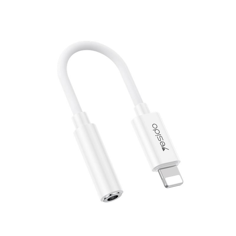 Obrazek Yesido Kabel Audio YAU44 Lightning-3.5mm Aux Female, 30cm, WHITE / BIAŁY