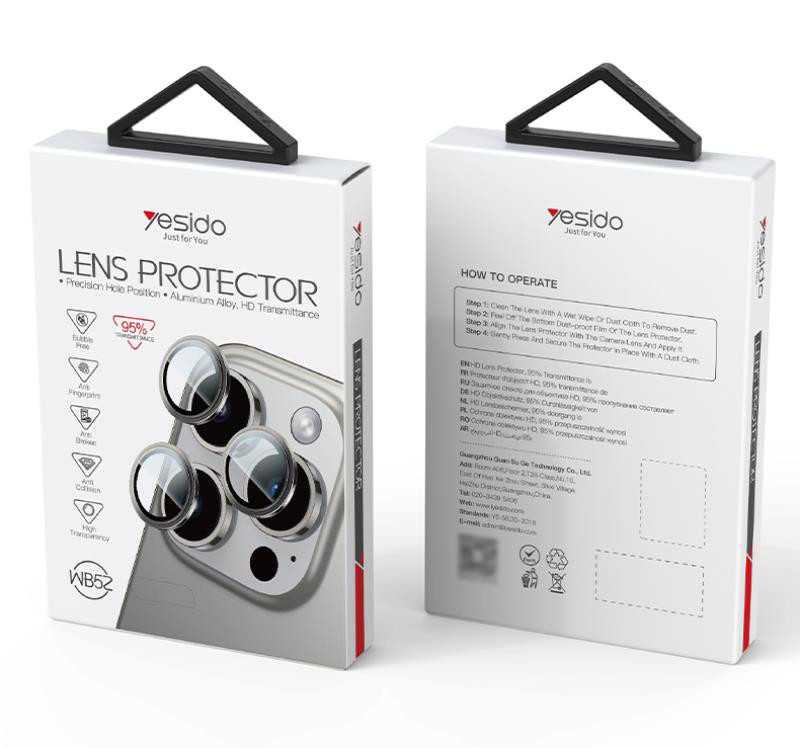 Obrazek Yesido Lens Protector WB52 iPhone 16 Pro / 16 Pro Max, GRAY / SZARY