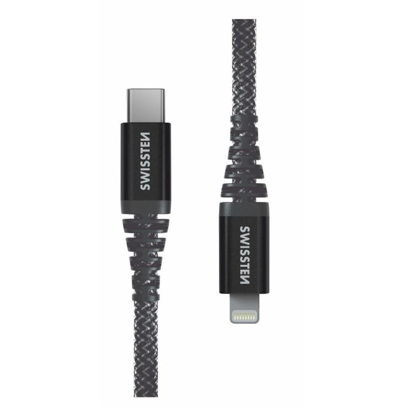 Obrazek KABEL SWISSTEN KEVLAR USB-C/LIGHT 1.5m Antracyt