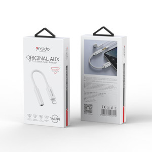 Obrazek Yesido Kabel Audio YAU44 Lightning-3.5mm Aux Female, 30cm, WHITE / BIAŁY