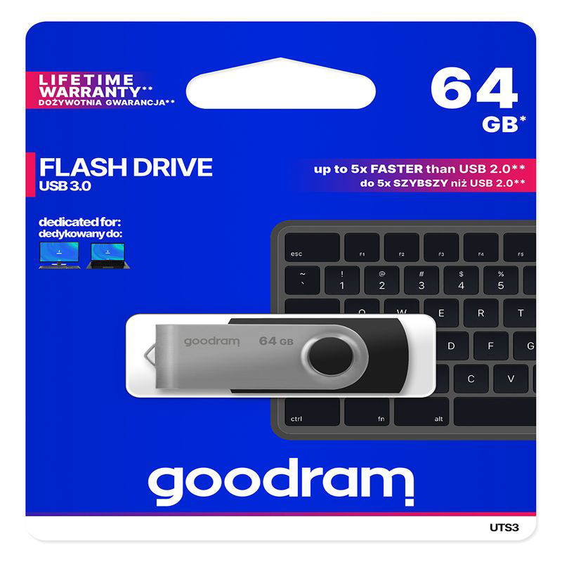 Obrazek PenDrive 3.0 GOODRAM TWISTER BLUE 64GB