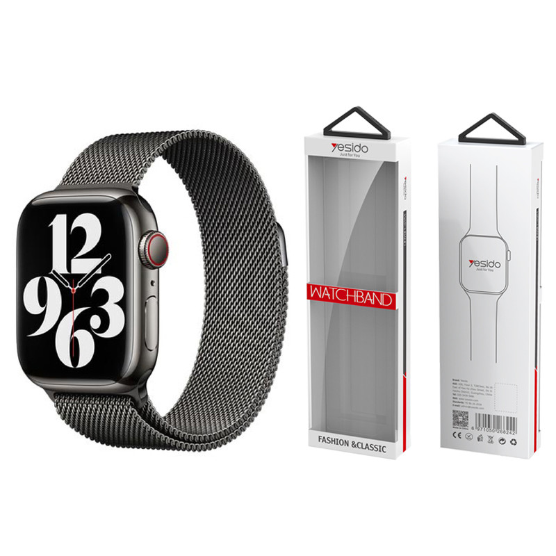 Obrazek Yesido WB22 magnetyczny Pasek Apple Watch ze Stali Nierdzewnej 42/44/45/49 CZARNY