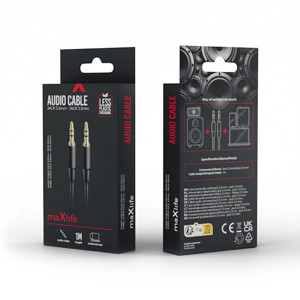 Obrazek Maxlife kabel audio jack 3,5 mm - jack 3,5 mm 1m czarny