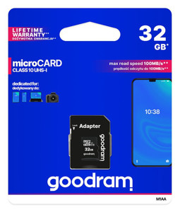 Obrazek Karta MicroSD UHS I 32GB GOODRAM +Ad CL10 UHS I + adapter