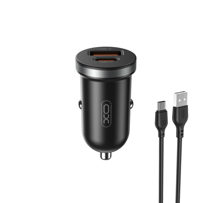 Obrazek XO ładowarka samochodowa CC56 PD 30W QC+PD Czarna + KABEL USB-C