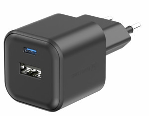 Obrazek Ładowarka sieciowa SWISSTEN GaN 1xUSB-C PD 35W 1xUSB 27W QC BLACK