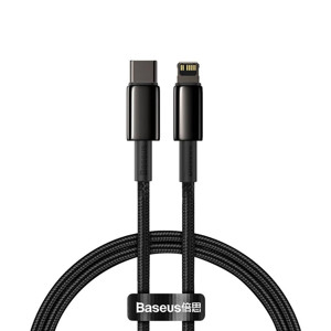 Obrazek KABEL BASEUS TUNGSTEN GOLD USB-C/ LIGHTNING 20W 1M BLACK