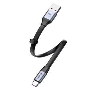 Obrazek KABEL BASEUS SIMPLE USB/USB-C 5A 40W QC 3.0 23 CM PŁASKI SZARY