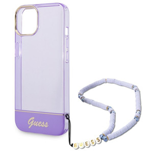 Obrazek GUESS IPHONE 14 PLUS TRANSLUCENT PEARL STRAP GUHCP14MHGCOHU FIOLET/PURPLE