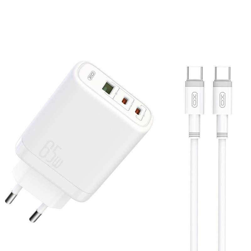 Obrazek XO ładowarka sieciowa CE04 PD 65W QC4 USB 2xUSB-C BIAŁA + KABEL USB-C/USB-C