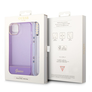 Obrazek GUESS IPHONE 14 PLUS TRANSLUCENT PEARL STRAP GUHCP14MHGCOHU FIOLET/PURPLE