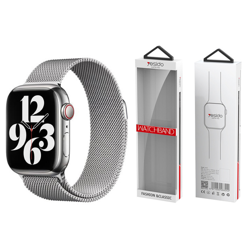 Obrazek Yesido WB22 magnetyczny Pasek Apple Watch ze Stali Nierdzewnej 42/44/45/49 SREBRNY