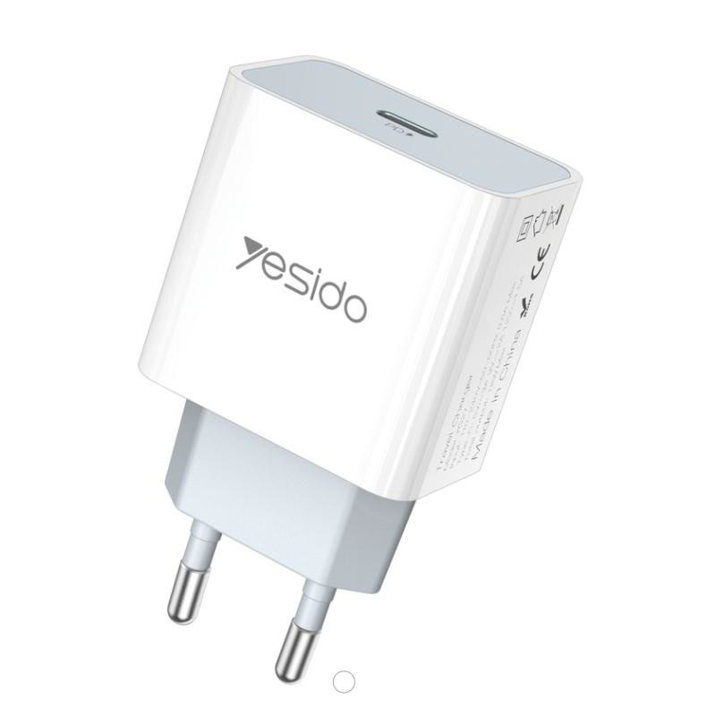 Obrazek Yesido ładowarka sieciowa YC27 PD 18W QC USB-C WHITE / BIAŁY