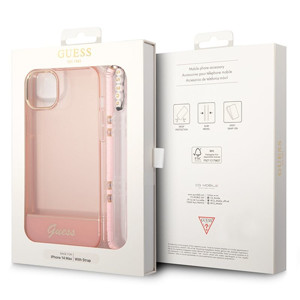 Obrazek GUESS IPHONE 14 PLUS TRANSLUCENT PEARL STRAP GUHCP14MHGCOHP RÓŻOWY/PINK