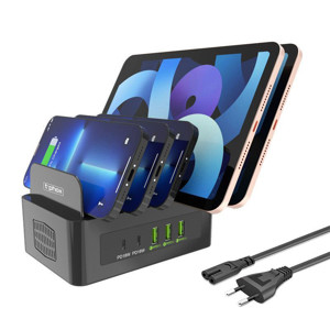 Obrazek Ładowarka sieciowa T-PHOX POWERHUB DUAL PORT 100W 2xUSB-C/3xUSB BLACK