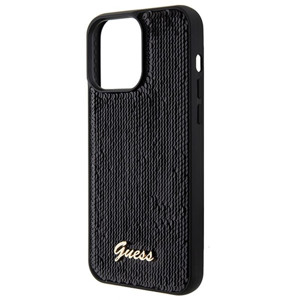 Obrazek GUESS IPHONE 15 PRO SEQUIN SCRIPT METAL GUHCP15LPSFDGSK CZARNY/BLACK