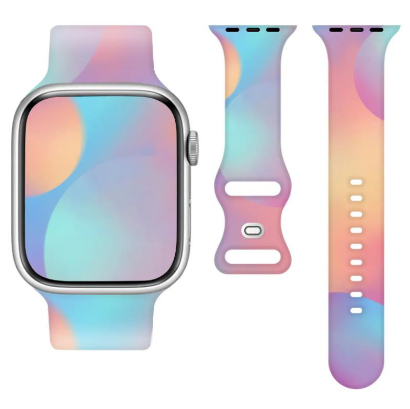 Obrazek Pasek Silikonowy Apple Watch 38/40/41mm (97+110), RAINBOW / TĘCZOWY