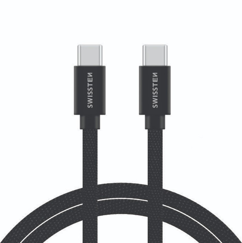 Obrazek KABEL SWISSTEN TEXTILE USB-C/USB-C 3A 2M BLACK