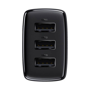 Obrazek Ładowarka sieciowa BASEUS COMPACT QUICK CHARGER 3xUSB 17W CZARNA/BLACK