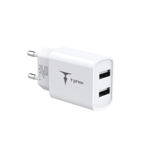 Obrazek Ładowarka sieciowa T-PHOX POCKET SERIES 2xUSB TCC-224 12W 2.4A WHITE