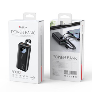 Obrazek Yesido Powerbank YP42 30 000 mAh 22.5W QC3.0 + PD20W, LED, BLACK / CZARNY