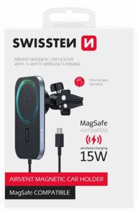 Obrazek SWISSTEN UCHWYT SAM. MAGNETYCZNY MAGSAFE Z ŁADOWANIEM BEZPRZEWODOWYM 15W