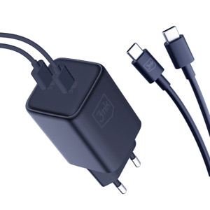 Obrazek 3MK ŁAD SIEC HYPER CHARGER 45W PD+USB
Z KABLEM UBS-C/USB-C CZARNA