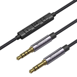 Obrazek Yesido Kabel Audio YAU30 (Volume Control) 3.5mm Aux Male - 3.5mm Aux Male , 1.2m, BLACK / CZARNY