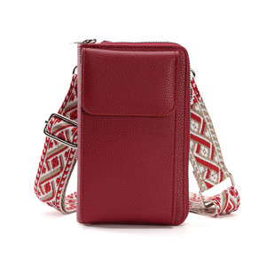 Obrazek Boho torebka / saszetka na telefon + portmonetka, (18*11*4.5) RED/CZERWONY