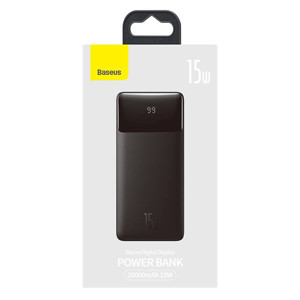 Obrazek POWERBANK BASEUS BIPOW 20000mAh 2xUSB USB-C 15W BLACK