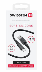 Obrazek KABEL SWISSTEN SOFT SILICONE USB/USB-C 1,5m 60W CZARNY