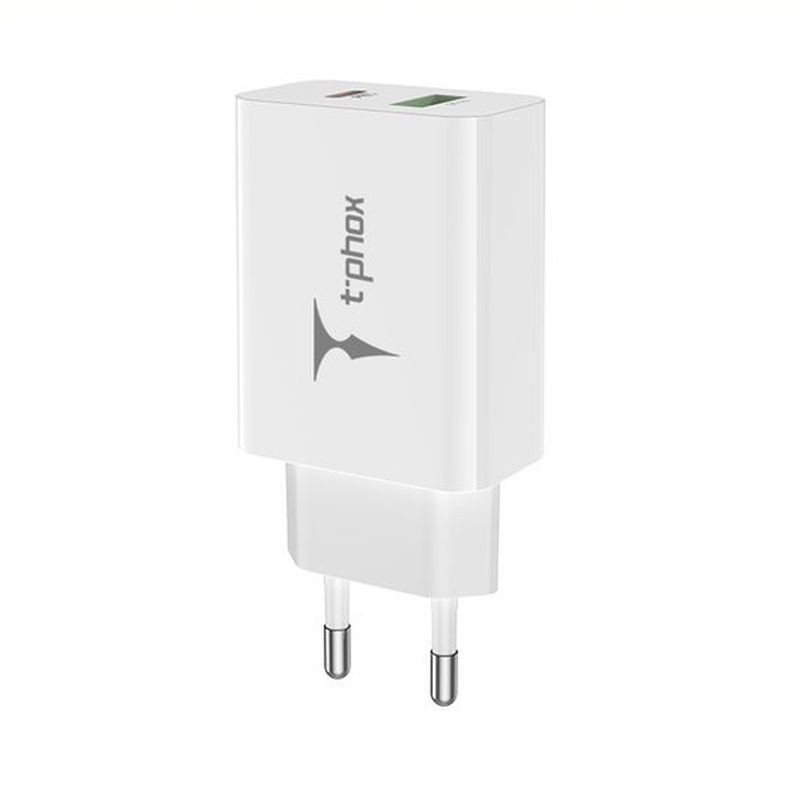 Obrazek Ładowarka sieciowa T-PHOX SPEEDY USB-C 20W + USB 18W QC 3.0 BIAŁA/WHITE