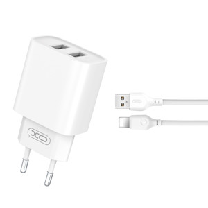 Obrazek XO ładowarka sieciowa CE02C 2xUSB 2,1A BIAŁA + KABEL LIGHTNING