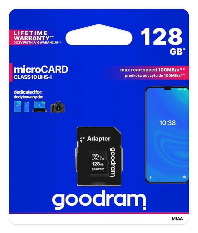 Obrazek Karta MicroSD UHS I 128GB GOODRAM +Ad CL10