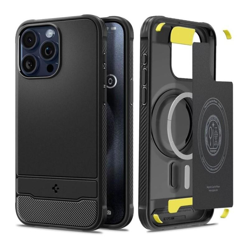 Obrazek SPIGEN RUGGED ARMOR MAGFIT IPHONE 15 PRO MAX MATTE BLACK