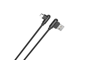 Obrazek KABEL MX CORNER FAST CHARGE MICRO USB 2.4A / 1m, BLACK / CZARNY, KĄTOWY