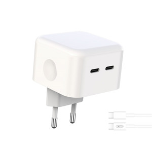 Obrazek XO ładowarka sieciowa L102 PD 35W 2x USB-C WHITE KABEL USB-C