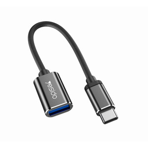 Obrazek Yesido Adapter OTG GS01 Type-C Male - USB Female, 10cm, BLACK / CZARNY