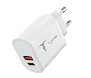 Obrazek Ładowarka sieciowa T-PHOX GLORY 45W USB/USB-C WHITE