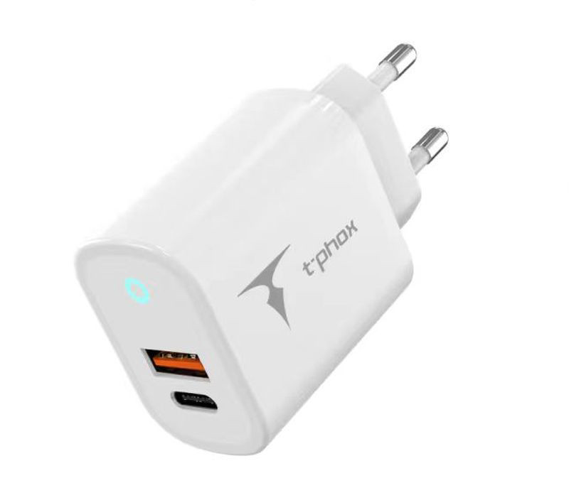 Obrazek Ładowarka sieciowa T-PHOX GLORY 45W USB/USB-C WHITE