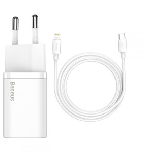 Obrazek Ładowarka sieciowa BASEUS SUPER SI QC USB-C 20W + KABEL SIMPLE TYPE-C TO LIGHTNING 1M WH