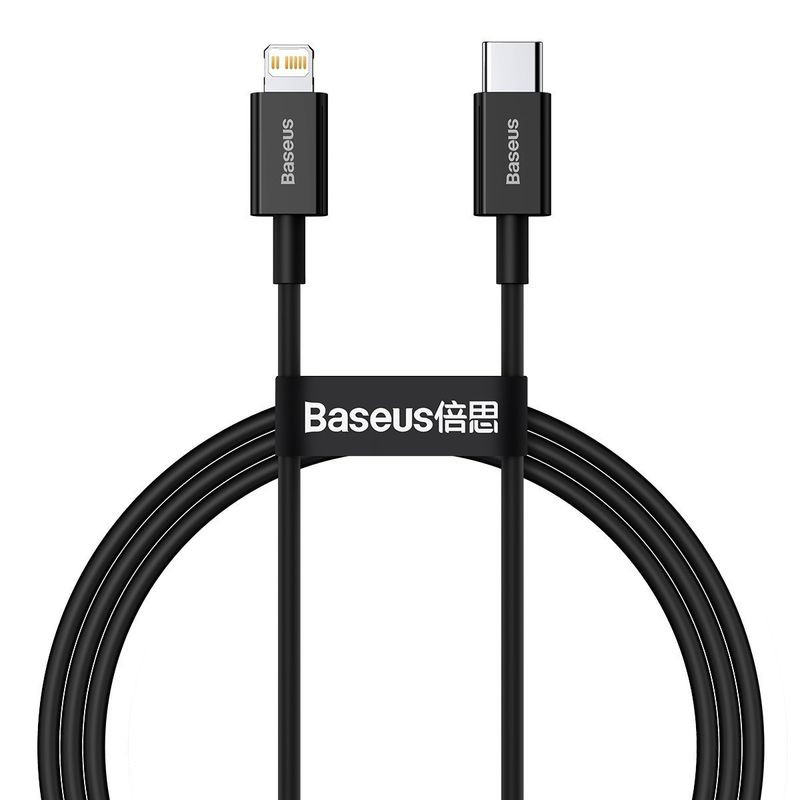 Obrazek KABEL BASEUS SUPERIOR SERIES 20W PD 1M USB-C/LIGHTNING BLACK/CZARNY