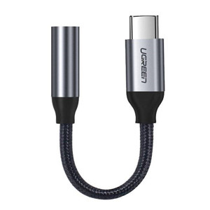 Obrazek Ugreen przejściówka do słuchawek z 3,5mm mini jack na USB Typ C 10 cm szary