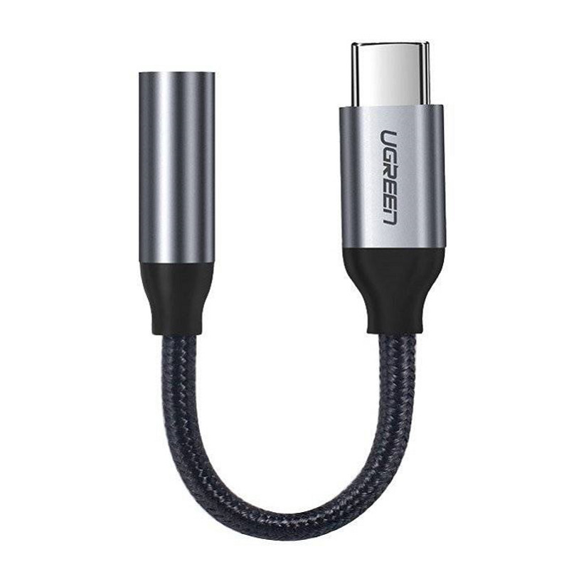 Obrazek Ugreen przejściówka do słuchawek z 3,5mm mini jack na USB Typ C 10 cm szary