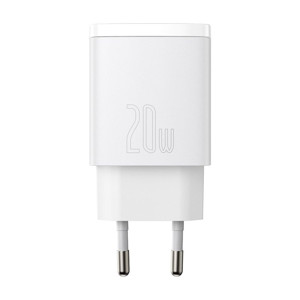 Obrazek Ładowarka sieciowa BASEUS COMPACT QC USB-USB-C 20W BIAŁA/WHITE