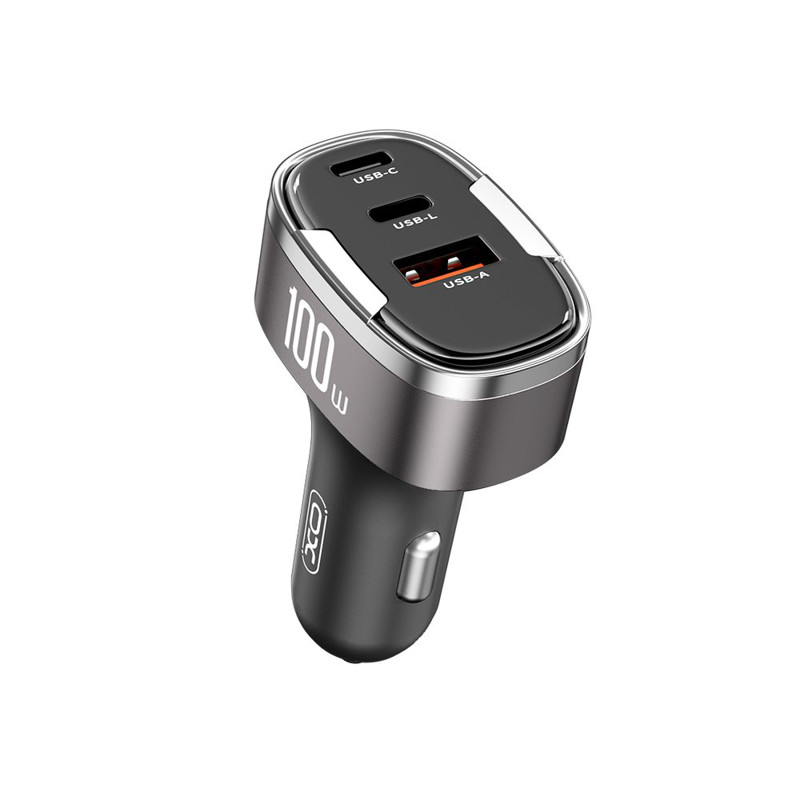 Obrazek XO ładowarka samochodowa CC61 PD QC3.0 100W USB-C USB Lightning czarny