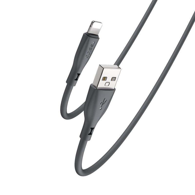 Obrazek Yesido Silikonowy Kabel CA119 12W USB-Lightning 1m 2.4A, BLACK / CZARNY