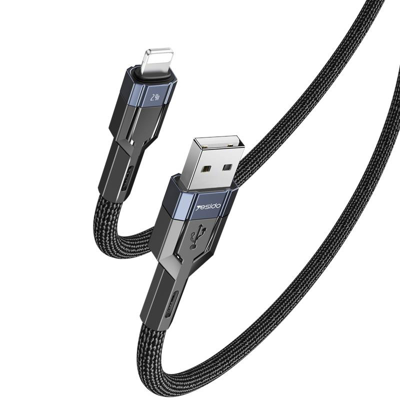 Obrazek Yesido Kabel CA106 12W USB-Lightning 1.2m 2.4A, BLACK / CZARNY