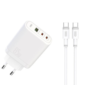 Obrazek XO ładowarka sieciowa CE04 PD 65W QC4 USB 2xUSB-C BIAŁA + KABEL USB-C/USB-C